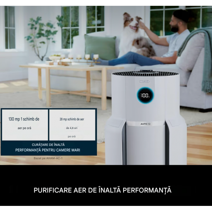 Purificator de aer, Shark NeverChange MAX HP300EU, acoperire pana la 130 m², filtru HEPA cu durata de pana la 5 ani, retine 99,97% din alergeni, mod automat Auto IQ, tehnologie Anti-Odour, indicator LED, White