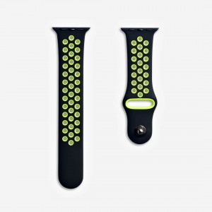 Curea sport, THD, orificii ventilatie, compatibila Apple Watch 45 mm seria 10, negru si verde