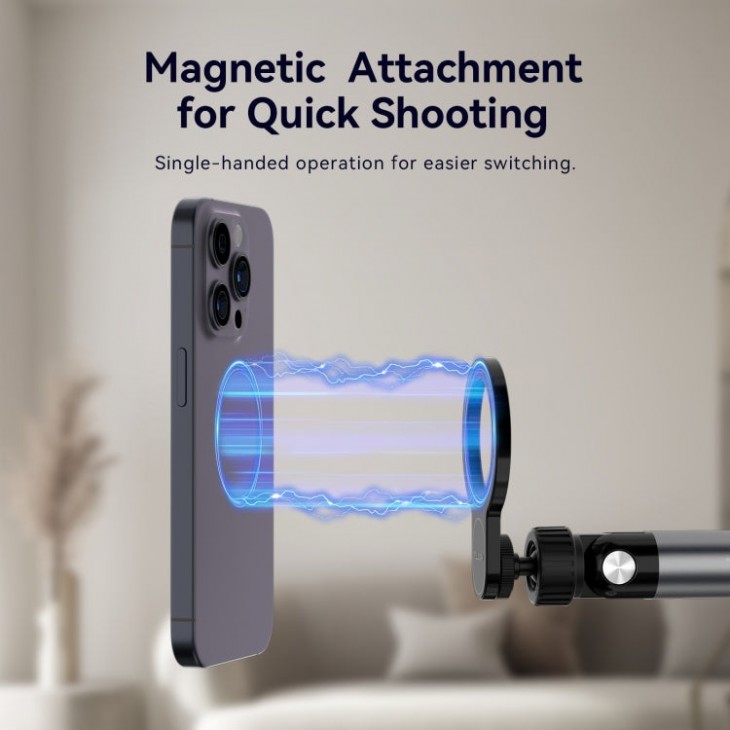 Suport de birou magnetic pentru filmari si vlogging, TELESIN P3-DS-02, prindere cu cleste, compatibil iPhone 16,15, 14, Samsung S25, Huawei, Honor