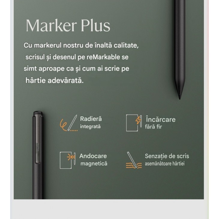 Tableta Digitala reMarkable Paper Pro 11.8", Ecran Color E Ink, Lumina de Citire, Marker Plus, Notebook Digital pentru Scris, Citit si Organizare, livrare 7-9 zile