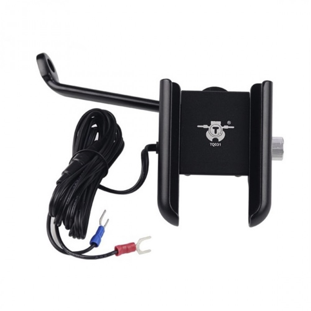 Suport marca THD, model TQ031 pentru montarea la oglinda motocicletei, bicicletei electrice a telefonului mobil, functie de incarcare rapida 2.1A
