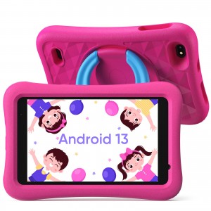 Tableta copii AOGO K8, ecran 8″ LCD, 32GB, 2GB RAM, WiFi, Android 13, control parental, jocuri si activitati educative, camera 5 MP, roz