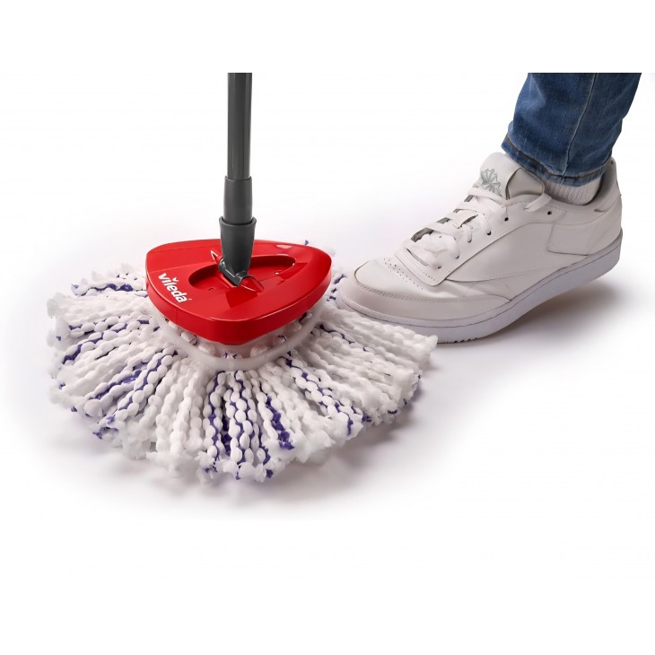 Set mop Vileda Turbo 3-în-1, coadă telescopică 85–130 cm, cap rotativ 360°, găleată cu storcător Power Spinner, mop microfibră lavabil