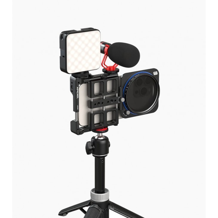 Kit profesional de filmare mobila, Apexel, VideoRig 2 Pro APL-VG05CH, pentru iPhone 16,15,14,13, Samsung S25, S24, S23, Huawei, Oppo