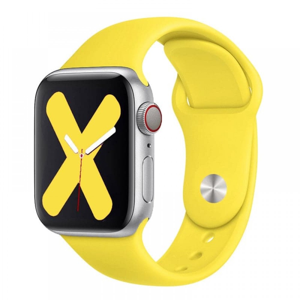 Curea silicon,THD, compatibila Apple Watch 46 mm seria 10, Apple Watch SE 44 mm, M/L, Galben Amalfi