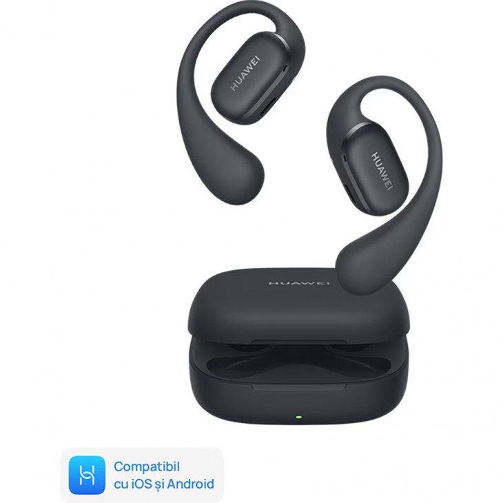Casti Sport Open-Ear Huawei FreeArc, True Wireless, Bluetooth, AI Call Noise Cancellation, IP57, Negru