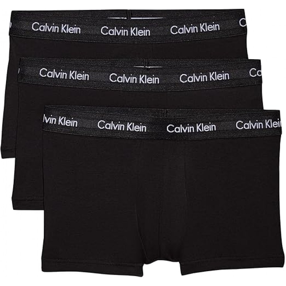 Boxeri barbati Calvin Klein Low Rise Trunks, set 3 bucati, negri, marimea XL (talie 102–107 cm) echivalent L in Romania