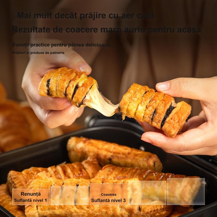 Air Fryer, COSORI TurboBlaze, 9-in-1, 6 L XXL, motor DC silent cu 5 viteze ventilator, Roast, Grill, Bake, Proof, Dehydrate, Frozen, Black