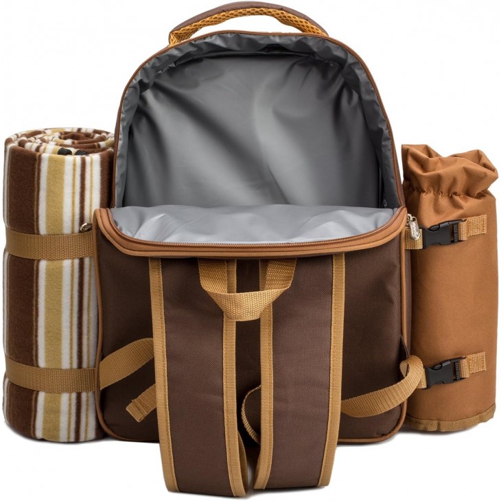 Rucsac picnic, Willow Weave Apollowalker, 4 Persoane, Compartiment Termoizolant, Patura Fleece, Set Picnic Complet, Maro, livrare 7-9 zile