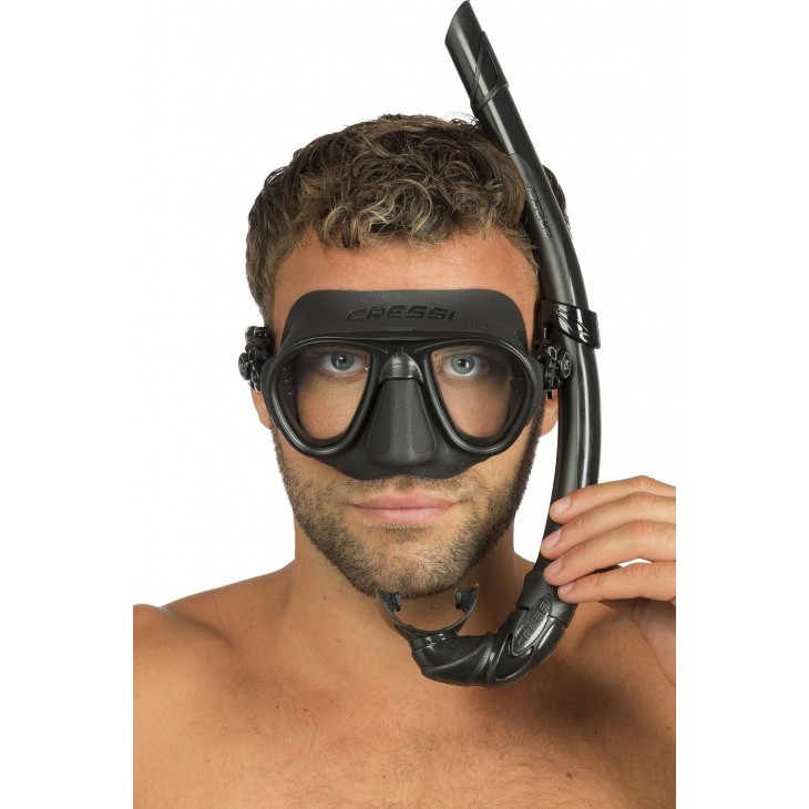 Set snorkeling Cressi Calibro + Corsica, masca Calibro si snorkel Corsica, adulti, silicon, lentila panoramica, adulti, albastru si negru, livrare 7-9 zile