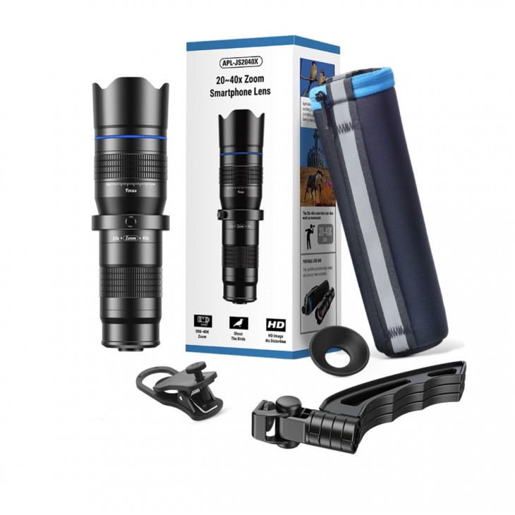 Teleobiectiv zoom 40x marca Apexel cu trepied stabilizator pentru iPhone 12,11,X,8, Samsung Galaxy, Note, Huawei, Oppo