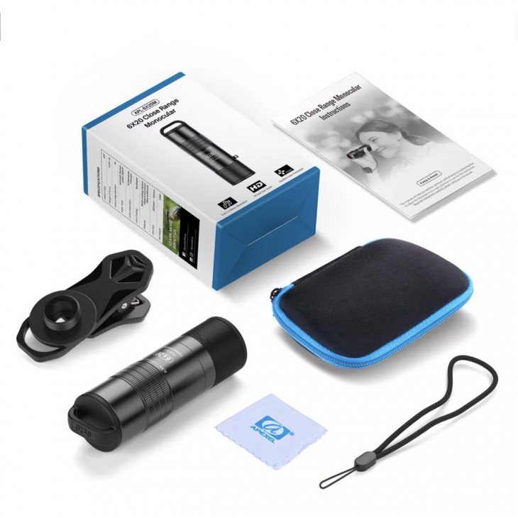 Telescop portabil 2 in 1, macro si zoom 6x, marca Apexel pentru iPhone 13,12,11,X,8, Samsung Galaxy, Note, Huawei