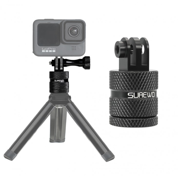 Adaptor rotativ Surewo 360 grade, montare GoPro Hero 13,12,11,10,9,8,7 la surub 1/4