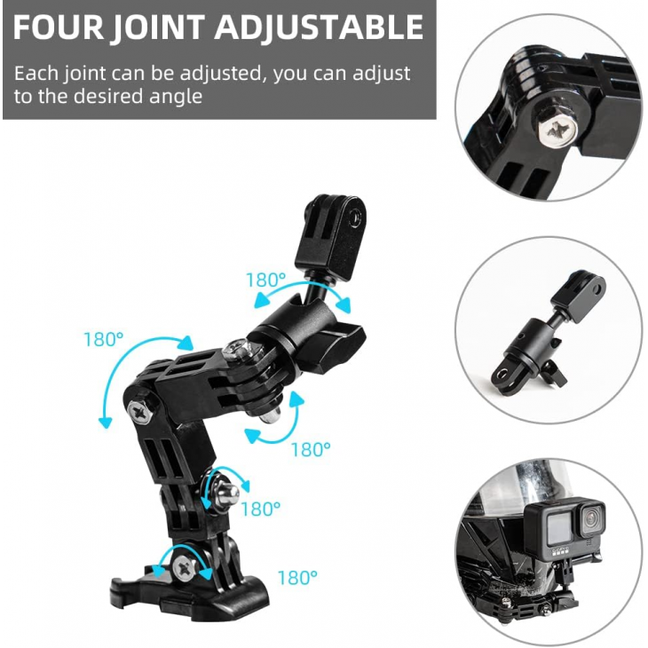 Sistem avansat prindere camera GoPro  GoPro Hero 13,12,11,10, 9, 8, 7, 6 la casca motocicleta, marca Surewo, culoarea negru
