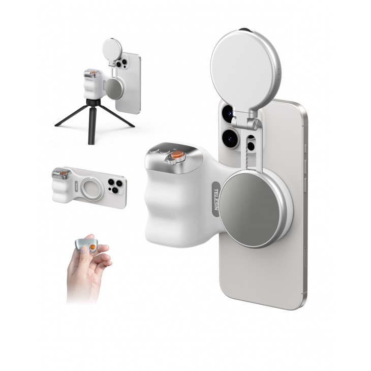 Set filmare profesionala cu telefonul, Telesin, FunShot MagGrip si Lumina Magnetica Fill Light, iPhine 16,15,14,13,12, Samsung S25, Google Pixel, Honor