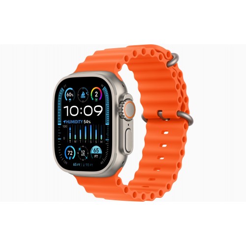 Curea smartwatch,THD, modelul Ocean, compatibila cu Apple Watch Ultra2 49 mm, Apple Watch 45 mm seria 9, Apple Watch SE 44 mm, marime universala, portocaliu