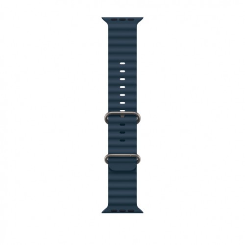 Curea smartwatch,THD, modelul Ocean, compatibila cu Apple Watch Ultra2 49 mm, Apple Watch 45 mm seria 9, Apple Watch SE 44 mm, marime universala, Albastru denim