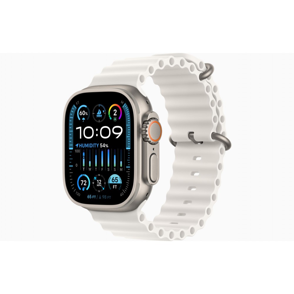 Curea smartwatch,THD, modelul Ocean, compatibila cu Apple Watch Ultra2 49 mm, Apple Watch 45 mm seria 9, Apple Watch SE 44 mm, marime universala, alba