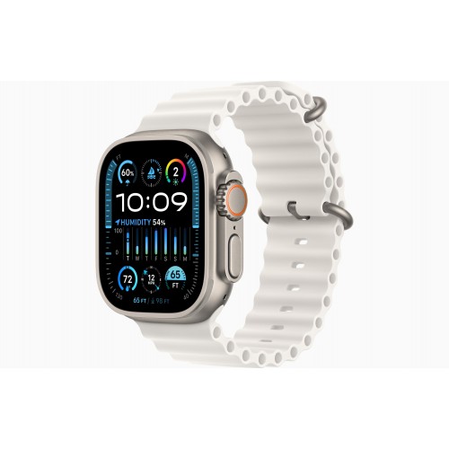 Curea smartwatch,THD, modelul Ocean, compatibila cu Apple Watch Ultra2 49 mm, Apple Watch 45 mm seria 9, Apple Watch SE 44 mm, marime universala, alba