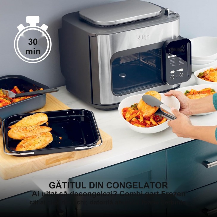 Multi Cooker, Ninja Combi SFP700EU, 12-in-1, cuptor, air fryer, gatire cu abur si aer cald, gri