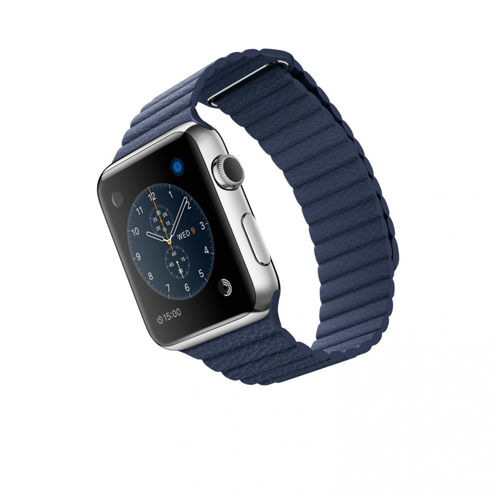 Curea leather loop piele albastru inchis pentru Apple Watch 42/44/45 mm, marime universala, seriile 1,2,3,4,5,6,7,8