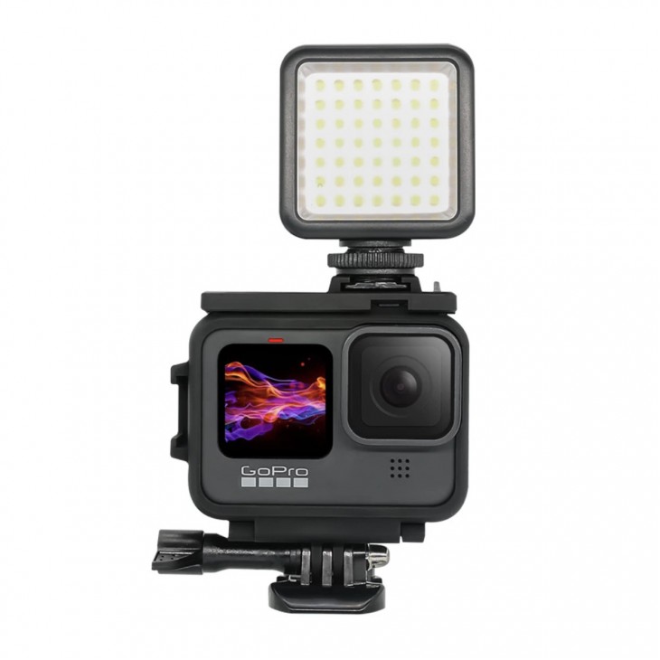 Cadru de protectie marca Surewo pentru camera GoPro Hero 10, Hero 9 cu 2 sisteme de prindere cold shoe, culoarea negru