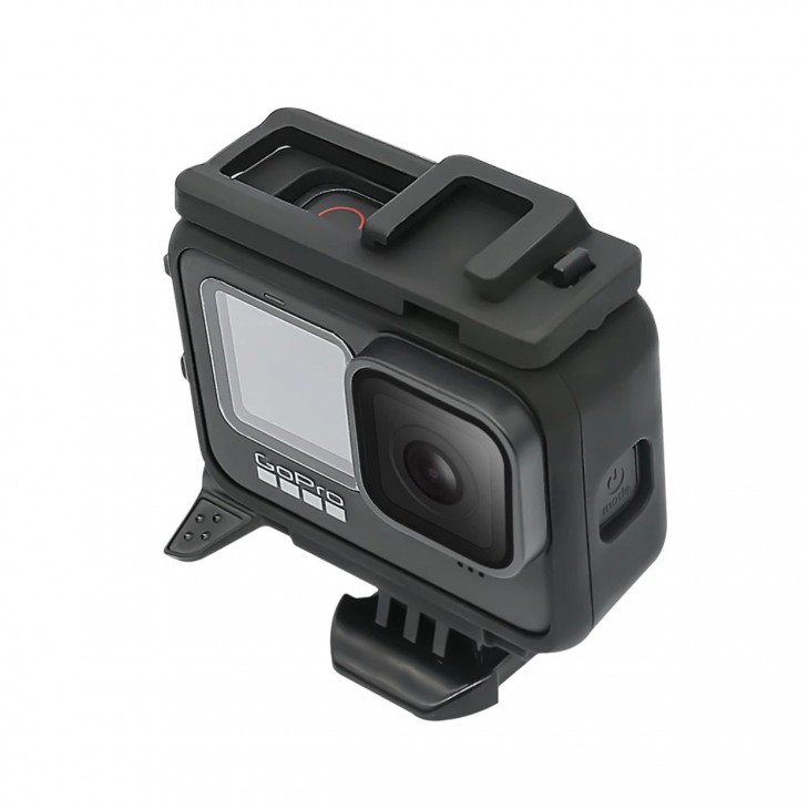 Cadru de protectie marca Surewo pentru camera GoPro Hero 10, Hero 9 cu 2 sisteme de prindere cold shoe, culoarea negru