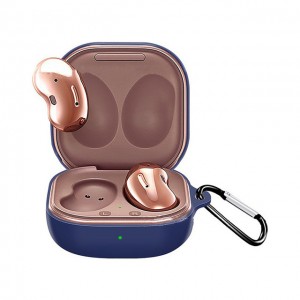 Husa pentru protectia castilor Samsung Galaxy Buds Live, culoarea albastru marin, cu carlig de prindere