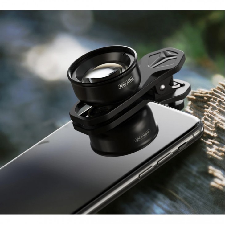 Lentila profesionala tip macro HD Pro 100 mm, 10x, marca Apexel cu sistem prindere pentru iPhone 13, iPhone 12, iPhone 11, X,8,7,6,5, Samsung, Huawei, Xiaomi, Oppo, Nokia