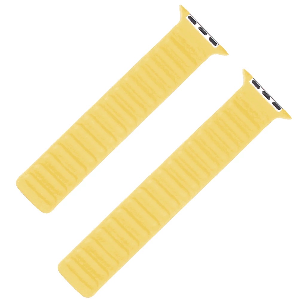 Curea model leather link, marca THD, pentru Apple Watch 45 mm seria 7 si seria 8, marime universala, culoarea galbena, california poppy