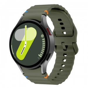 Curea din silicon 20 mm, THD, compatibila Samsung Galaxy Watch 7, Galaxy Watch 6, verde army