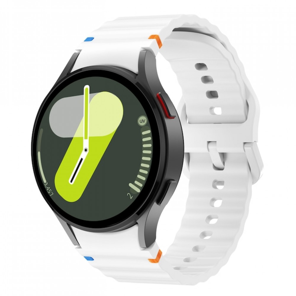 Curea din silicon 20 mm, THD, compatibila Samsung Galaxy Watch 7, Galaxy Watch 6, alba
