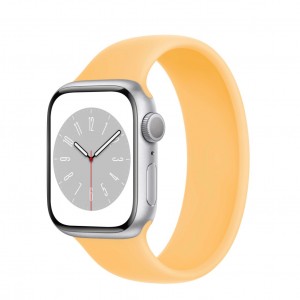 Bratara silicon tip solo loop marca THD pentru Apple Watch 41mm seria 8, marimea S, lungime incheietura mana 158-177 mm, galben sunglow