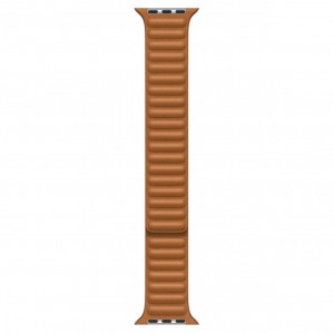 Curea model leather link, marca THD, pentru Apple Watch 45 mm seria 7 si seria 8, marime universala, culoarea maro deschis, golden brown