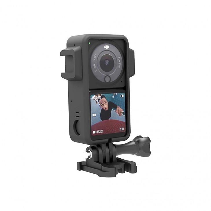 Cadru de protectie marca Telesin pentru camera DJI Osmo Action 2 cu 2 sisteme de prindere cold shoe, culoarea negru
