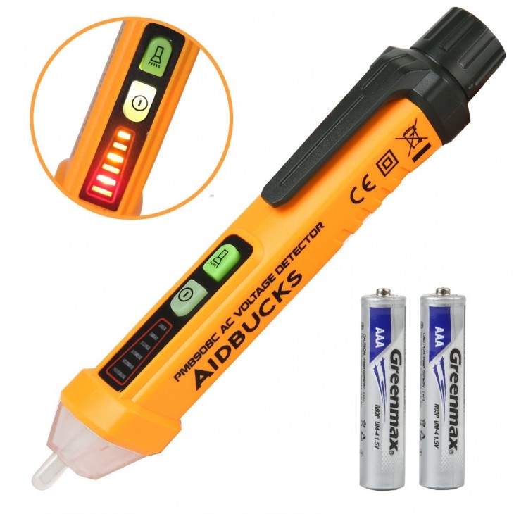 Creion detector de tensiune marca Peakmeter PM8908C, fara contact, interval masurare 12-1000V
