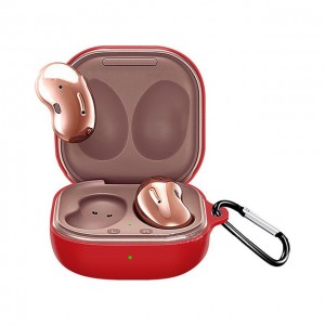Husa pentru protectia castilor Samsung Galaxy Buds Live, culoarea rosu cu carlig de prindere
