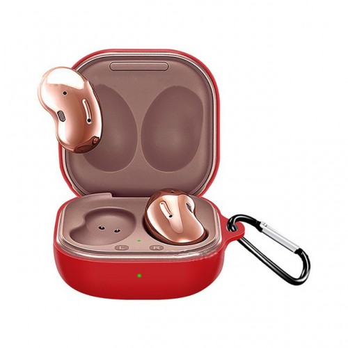 Husa pentru protectia castilor Samsung Galaxy Buds Live, culoarea rosu cu carlig de prindere