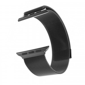 Curea metalica milanese black pentru Apple Watch 42/44 mm, marime universala, seriile 1,2,3,4,5,6,7,8,9 neagra
