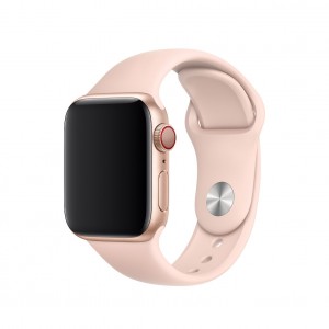 Curea silicon pentru Apple Watch 38/40/41 mm, marimea S/M, seriile 1,2,3,4,5,6,7,8 roz prafuit (pink sand)
