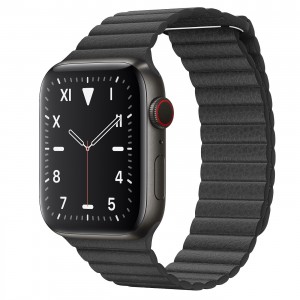 Curea leather loop piele neagra pentru Apple Watch 42/44/45 mm, marime universala, seriile 1,2,3,4,5,6,7,8