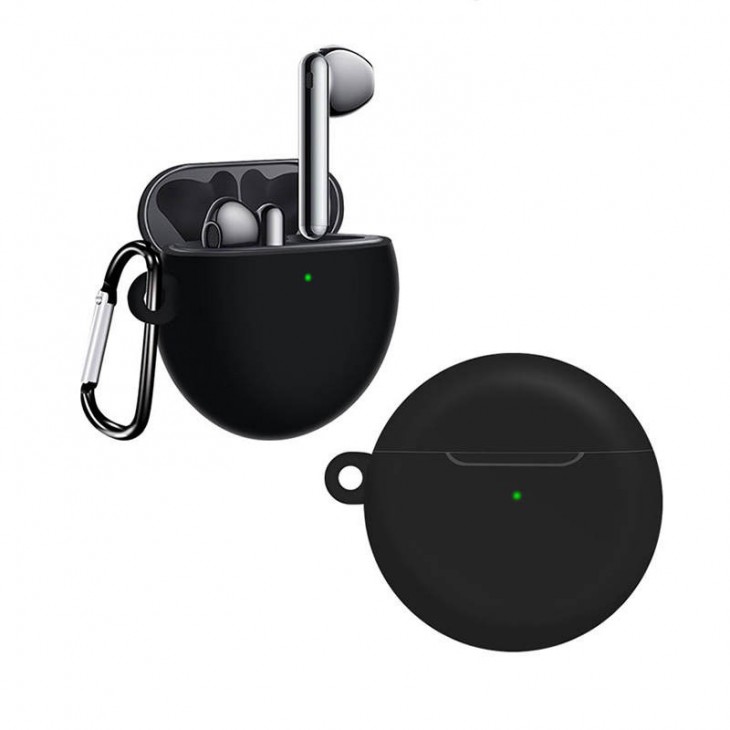 Husa compatibila cu castile wireless Huawei FreeBuds 4, culoarea neagra cu carlig prindere