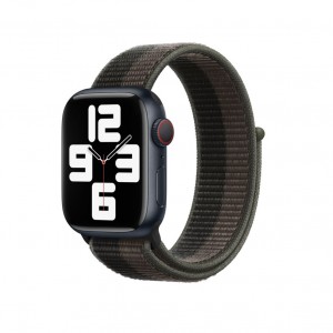 Curea textila sport loop marca THD pentru Apple Watch 45 mm, marime universala, seria 7 si seria 8, culoarea tornado grey
