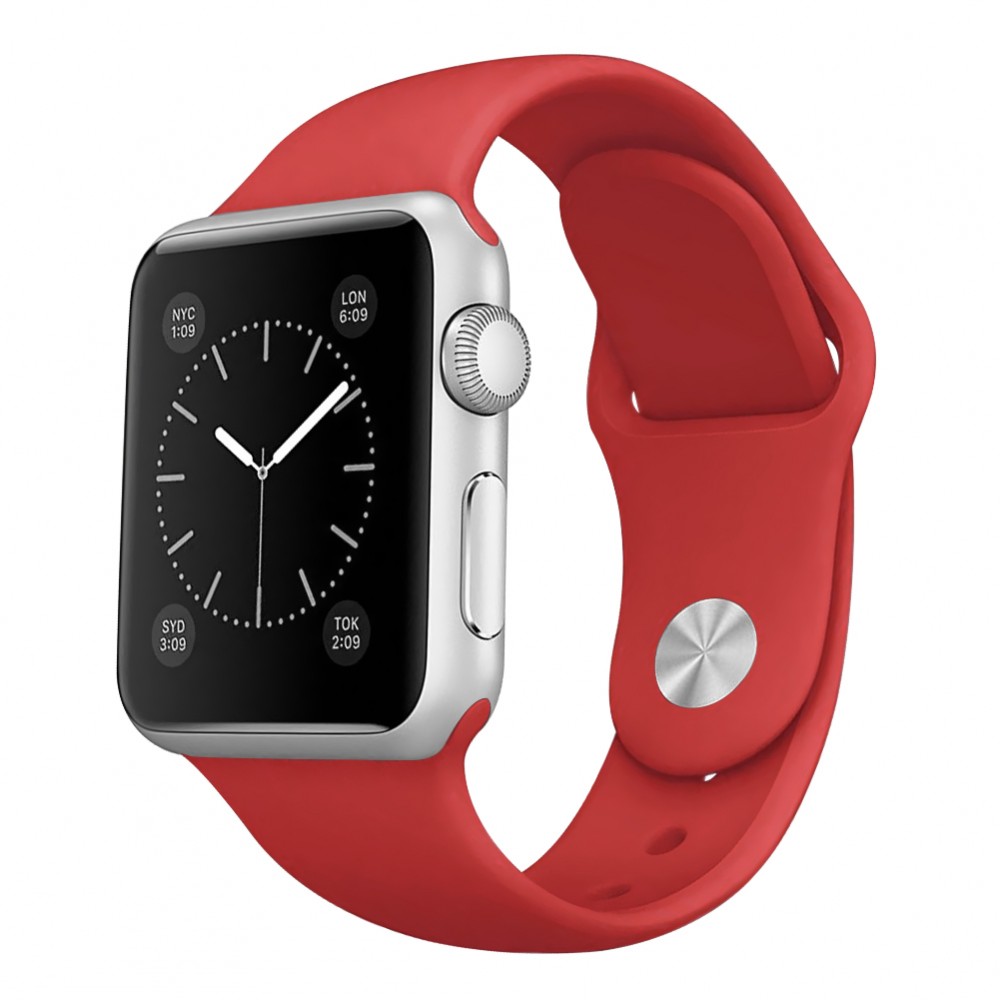 Curea silicon pentru Apple Watch 38/40/41 mm, marimea S/M, seriile 1,2,3,4,5,6,7,8 rosie