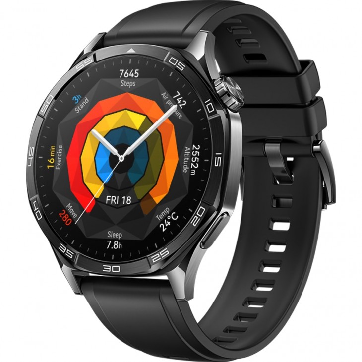 Smartwatch HUAWEI Watch GT 5 46mm, GPS, Android/iOS, Black Fluoroelastomer Strap, Black