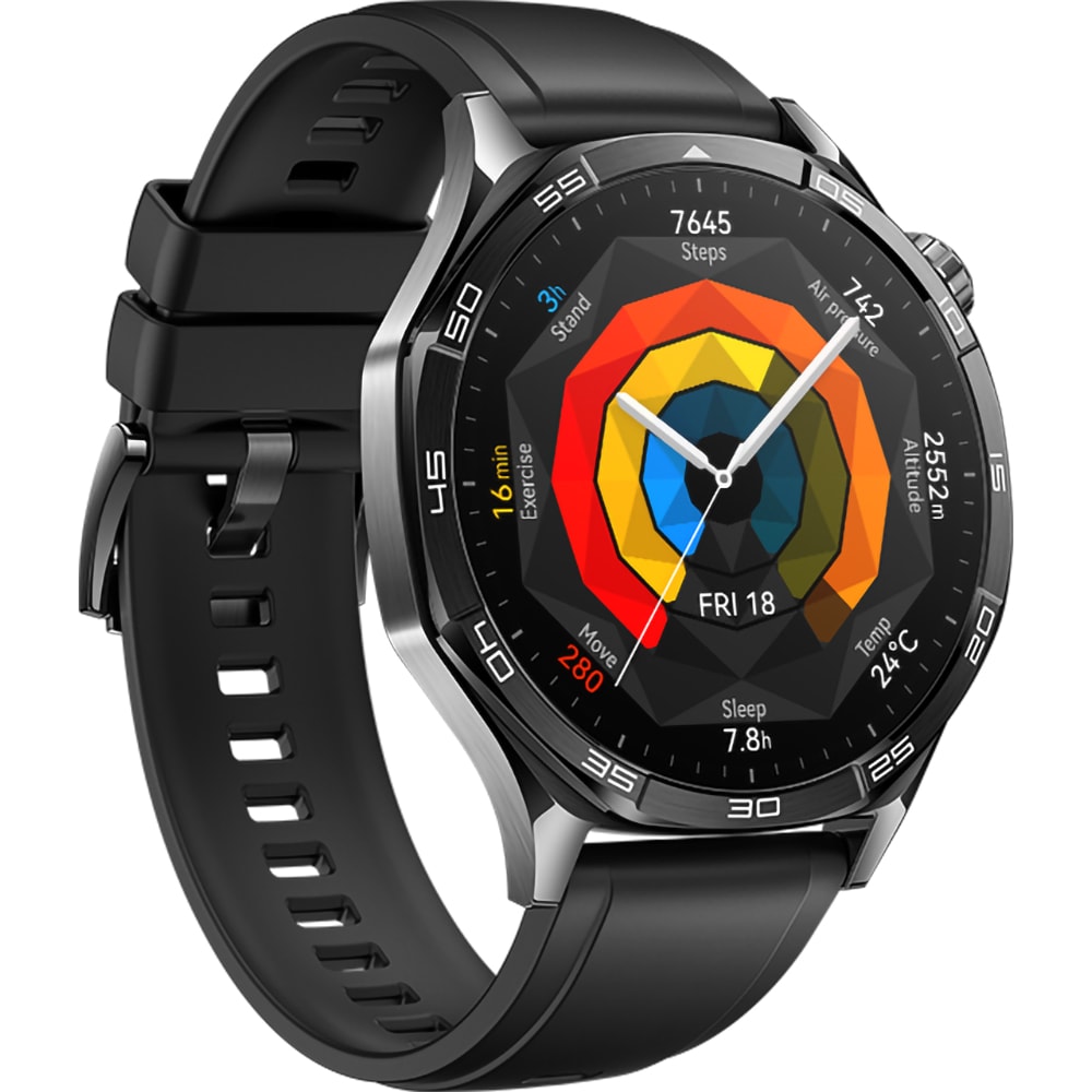 Smartwatch HUAWEI Watch GT 5 46mm, GPS, Android/iOS, Black Fluoroelastomer Strap, Black