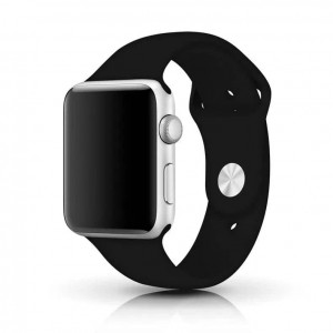 Curea silicon THD compatibila cu Apple Watch 42 mm seria 10,  Apple Watch 41 mm seria 9, marimea S/M, neagra