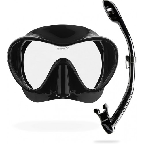 Masca scufundari si snorkeling Cressi F1, frameless, sticla securizata, silicon 100%, catarame reglabile, adulti, livrare 7-9 zile
