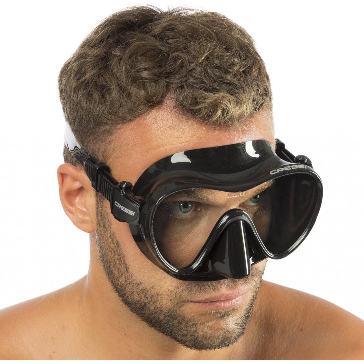 Masca scufundari si snorkeling Cressi F1, frameless, sticla securizata, silicon 100%, catarame reglabile, adulti, livrare 7-9 zile