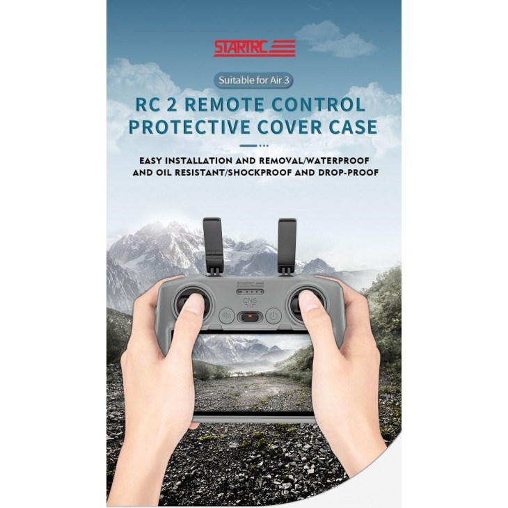 Protectie silicon, STARTRC pentru telecomanda DJI RC 2, antipraf si antisoc, gri